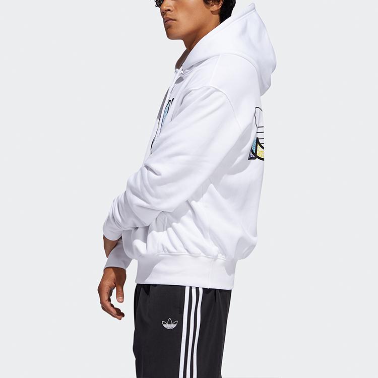 Adidas Originals 2020 Fleece-Lined Loose Hoodie Pullover Men Tops White FQ3574
