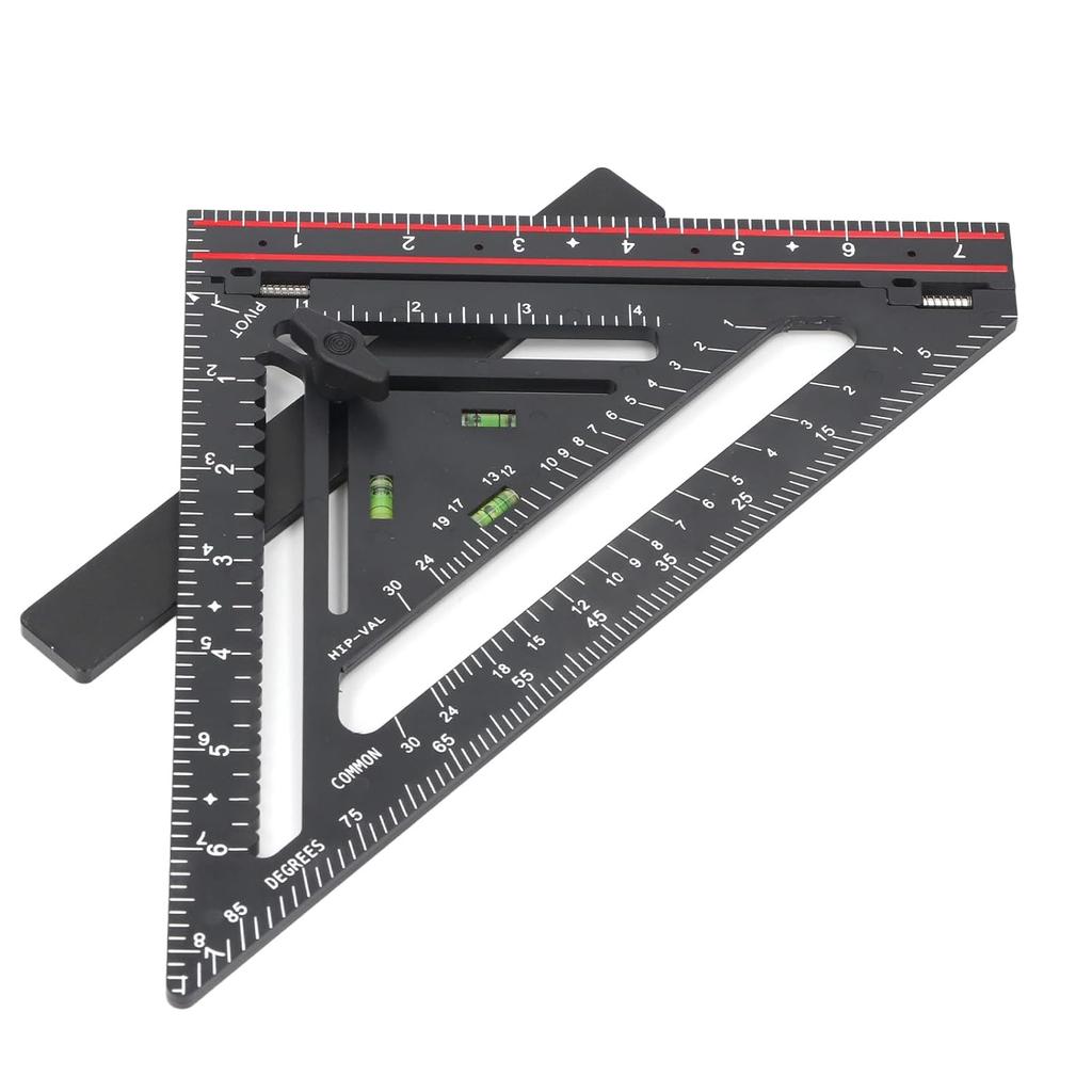 Advanced Carpenter Square, Folding Square Rafter Square with Level, Jig Block, Combination Square Triangle Ruler Woodworking Layout Tool for