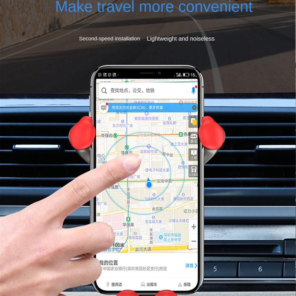 Air Vent Clip Smartphone Stand Durable Cartoon-shaped Car Supplies Car Mobile Phone Holder 360 ° Rotating Gps Support Anti-skid