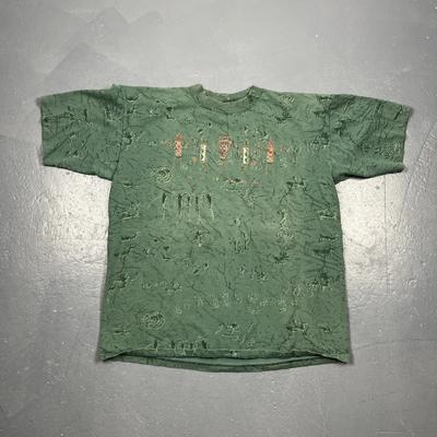 Vintage 90s Sedona Arizona AOP All Over Print Tshirt Green XL Southwest Navajo