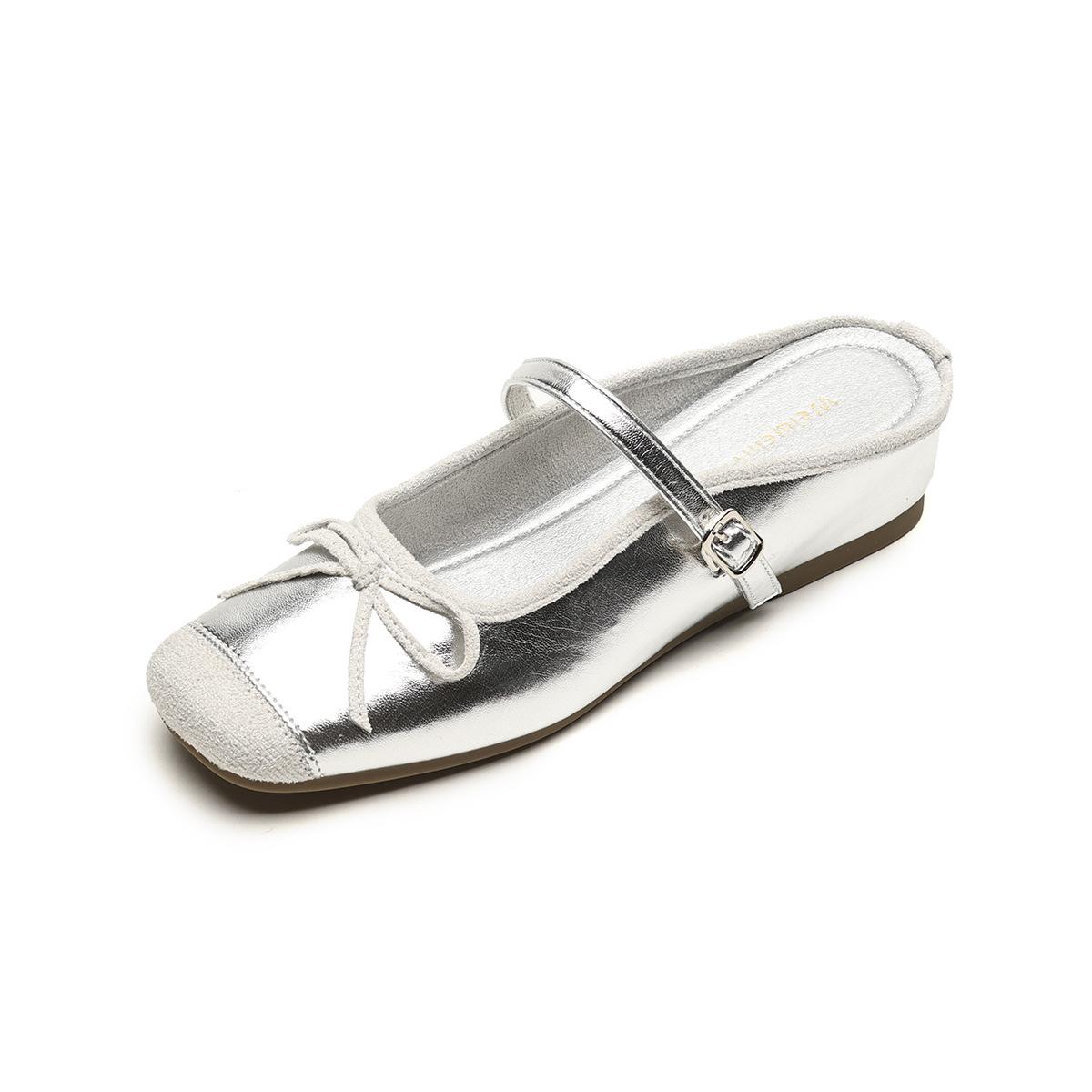 

Weiwei girl 865-1 французские туфли с квадратной головкой женские однопедальные банты толстая подошва увеличение внутренней высоты неглубокое горлышко туфли для бабушек 43