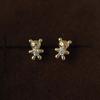 S925 Sterling Silver Gold-Plated Little Bear 3D Stud Earrings - Compact, Cute, and Unique Design