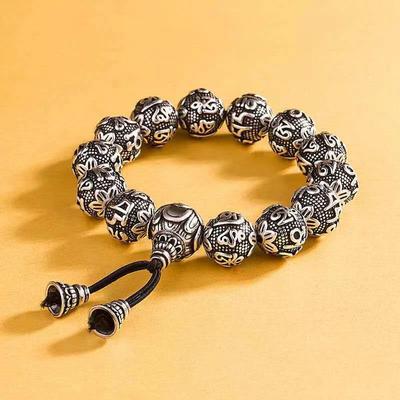Buddha korálkový náramek s šestiznakovou mantrou, srdeční sútra, retro drby, štěstí, peníze, Pixiu, Buddha korálkový náramek, muži a ženy