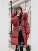 Women's Mid-Length Puffer Jacket with Large Fur Collar, 2025 Korean Style, Thickened Cotton Winter Coat, In Stock.