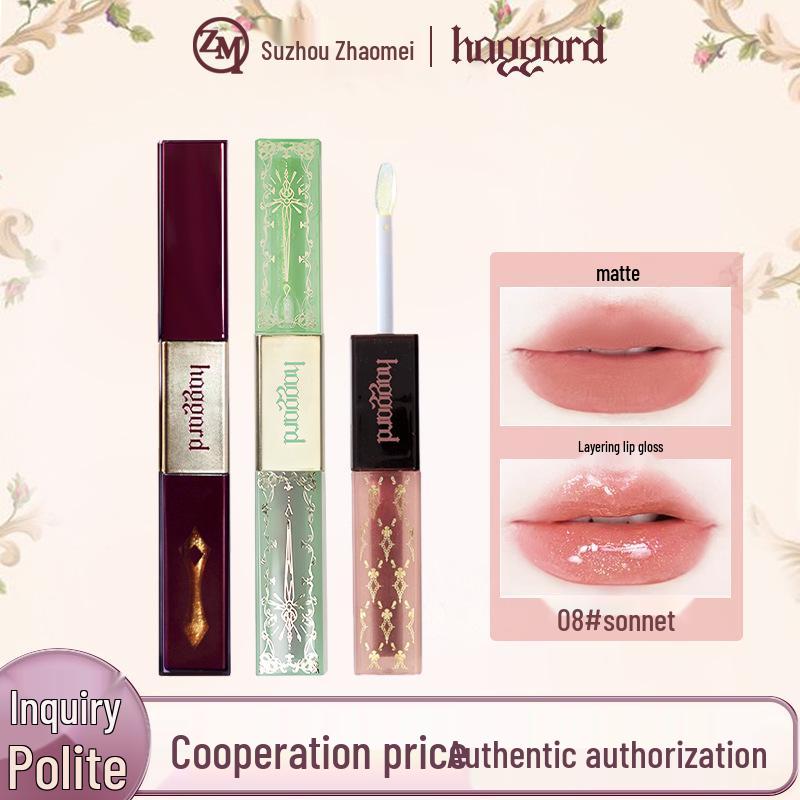Haggard Black Ash Dual-Ended Lip Glaze & Matte Lipstick Combo - Versatile Nude Lip Gloss & Matte Finish