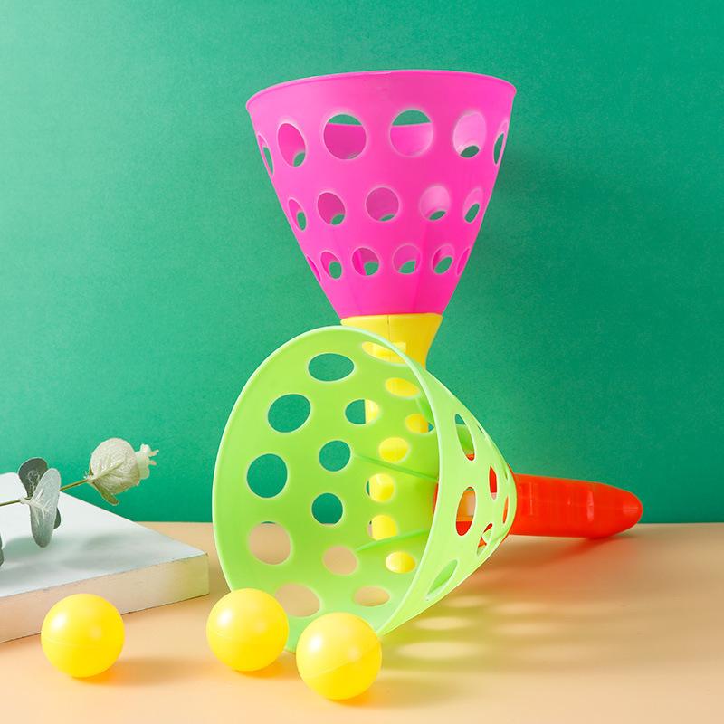 Family Parent-Child Interaction Ball Double Catcher Throwing Toy Catapult Throwing Butt Bouncy Ball Docking Balls Kids Toys