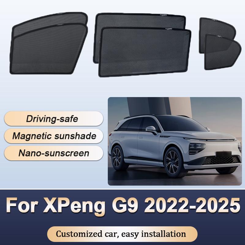 Sun Shades For XPeng G9 2022 2023 2024 2025 Sunshades Magnetic Heat Insulation Mesh Window Curtains Visors Car Accessories