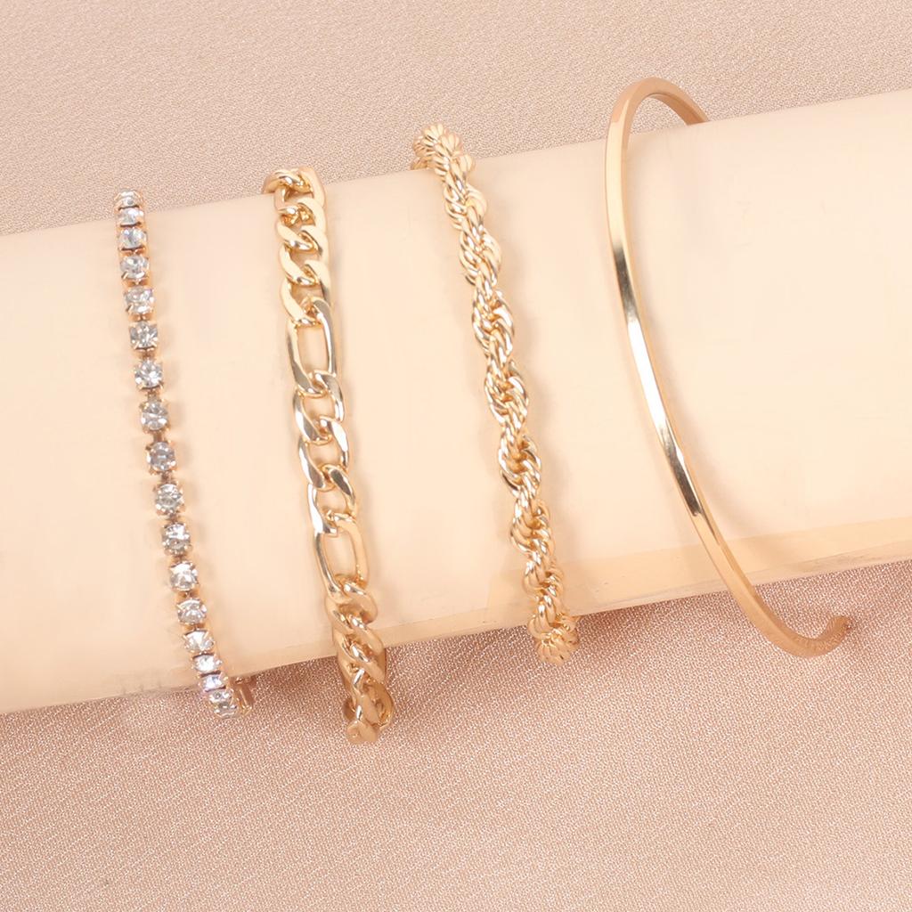 European and American metal Cuban chain hip-hop bracelet ins personalized niche design cold wind jewelry set