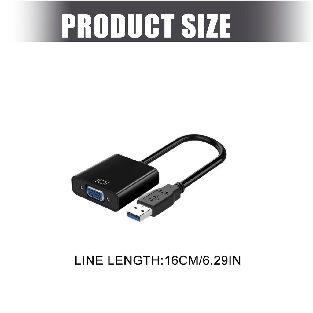 1080P PC Computer USB3.0 To VGA Video Converter VGA Female To USB3.0 Male Adapter for Laptop Top Box Monitor Projector