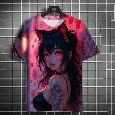 2025 New Anime Girl Pattern Men's T-shirt 3D Printing Summer Top Short Sleeve Fashion Casual Oversized T-shirt