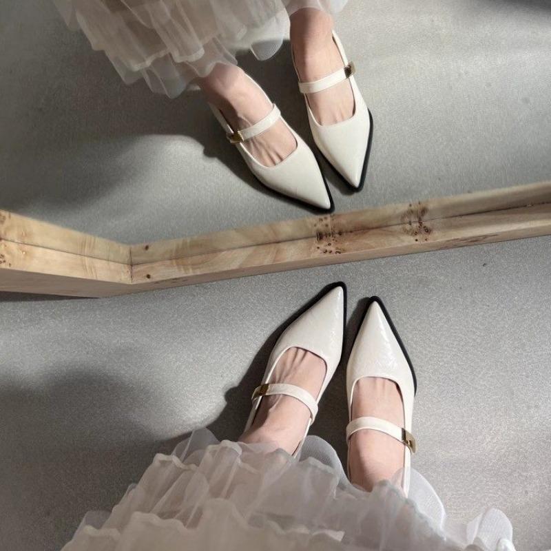 Summer New Style Square Heel Pointed Toe Shoes Women's High Heels Solid Color Sexy Fashionable Comfortable High Heels