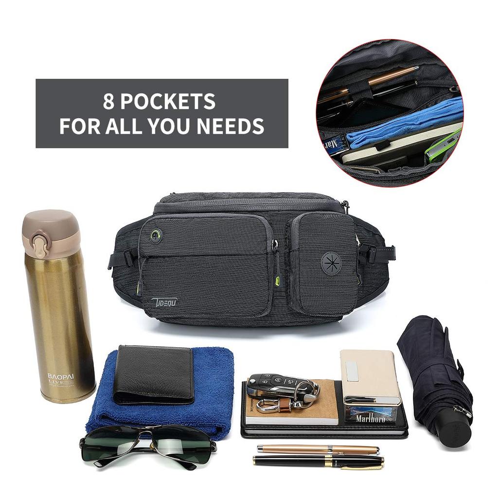 TUDEQU Large Capacity Waist Pouch with Two Hidden Bottle Ideal for Hip and as well as Men's Holders, Dogs, Bags, Walking, Hiking, Running.