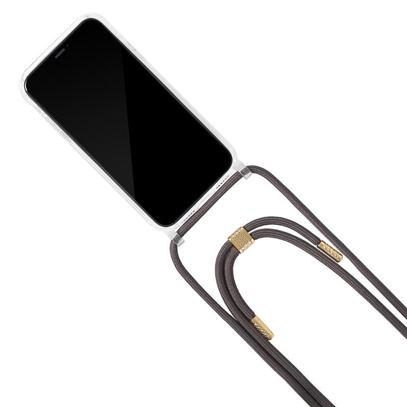 Gjennomsiktig iPhone 12 Pro Max-deksel med integrert snor for crossbody for iPhone 11, 13 Mini. Kompatibel med Apple 14.