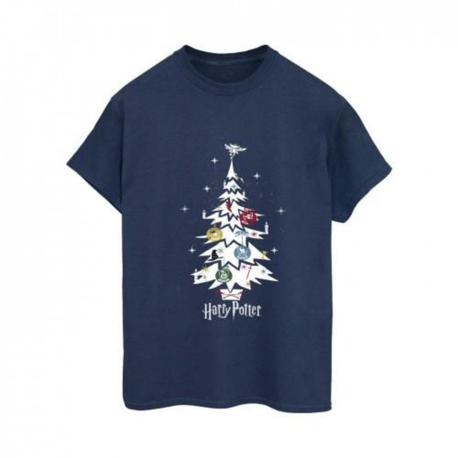 

HARRY POTTER Womens_Ladies Christmas Tree Cotton Boyfriend T-Shirt S чёрный