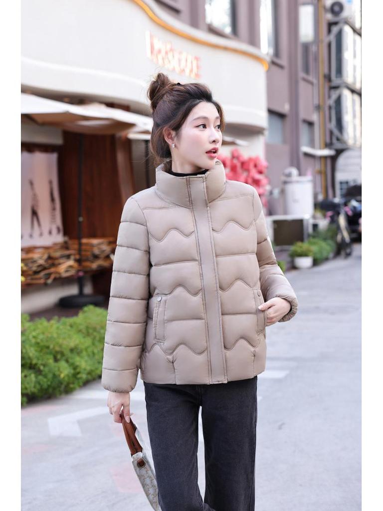 Damen Kurze Daunen Baumwolljacke, 2025 Wintermode Stehkragen Slim-Fit Warme Oberbekleidung