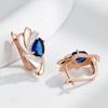 Fashion Blue Stone Drop Earrings For Women Unique  Rose Gold  Color Mix Ethnic Wedding Crystal Vintage Jewelry