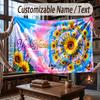 Floral Garden Theme Throw Blanket Custom Name Text Personalized Blanket Soft Cozy Blanket for Home Sofa Bed