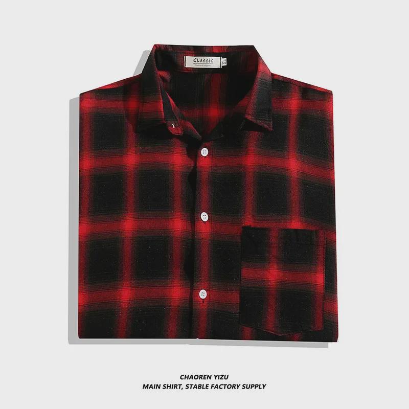 Camicia a quadri a maniche lunghe da uomo: Giacca Stile Coreano Primavera/Autunno 2021 - Trendy e Bello
