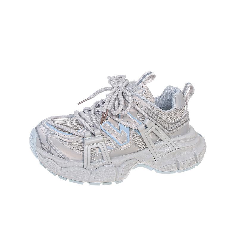 Leather platform dad shoes women's 2025 summer new versatile mesh breathable lightweight casual sports shoes running shoes