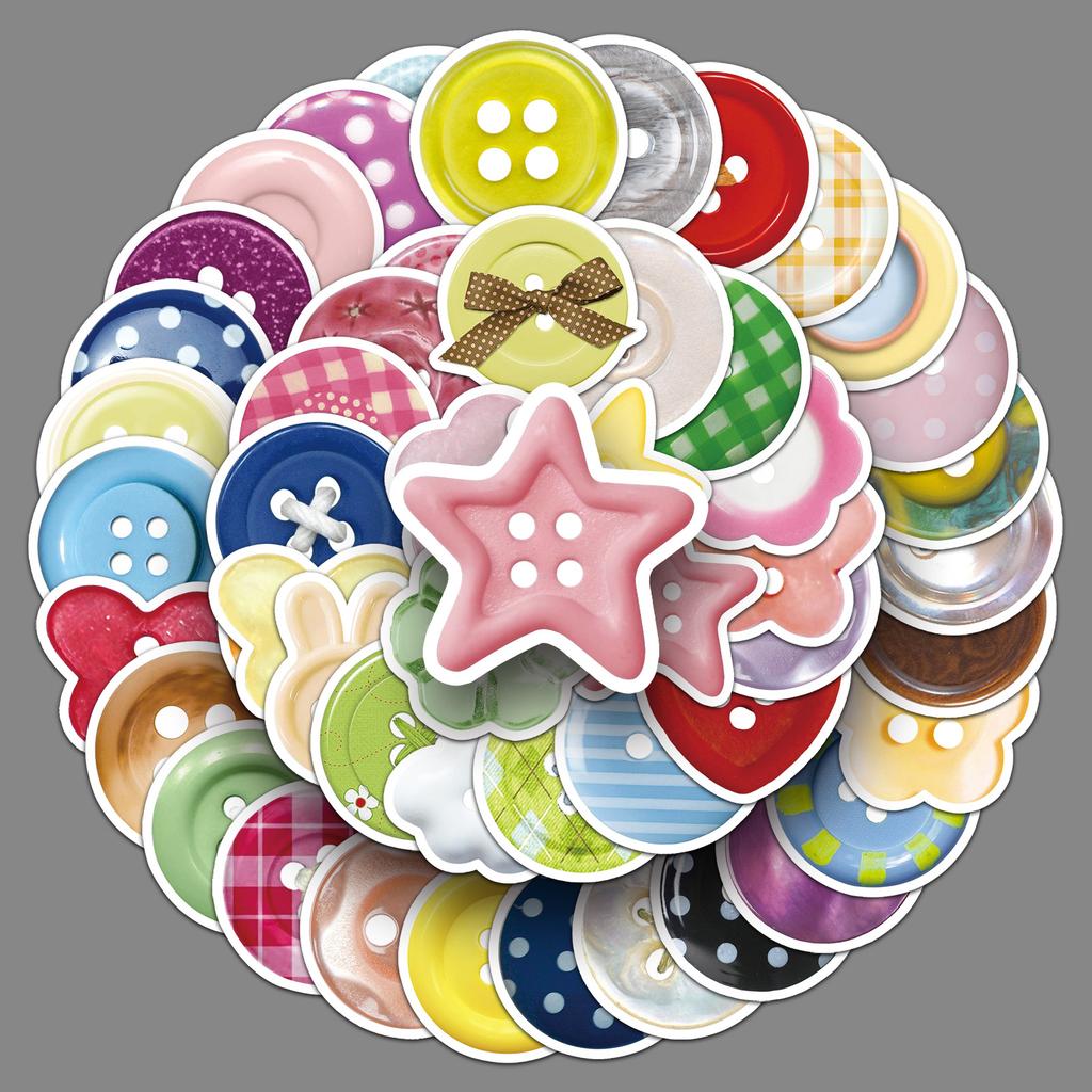 50 Colored Button Creative Stickers Personalized and Fresh Decorative Mobile Phone Laptop Gauze Stickers
