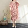 New 2025 Women Plus Size Summer Vintage Dress Basic Floral Casual Short Sleeve Dress Loose Dress