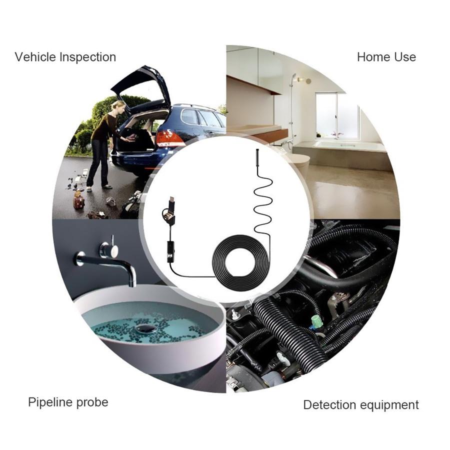 Borescope 3En1 Waterproof Ip68 With 8 Led Adjustable And Inspection Camera Usb