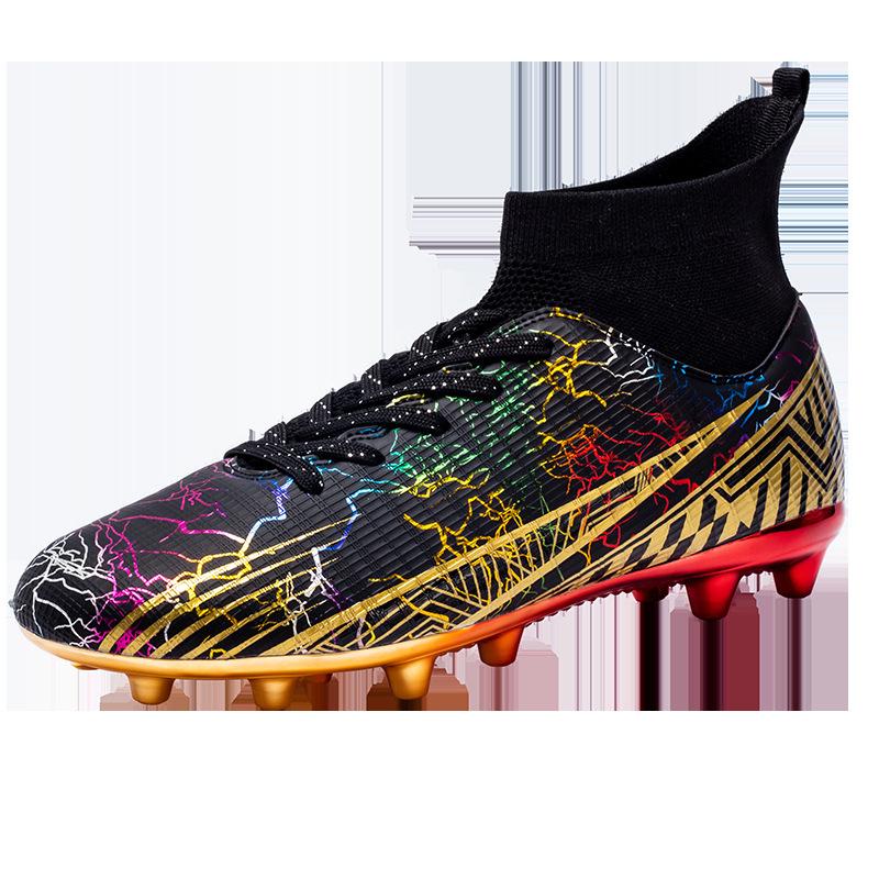 Adult high-top football shoes New gold-plated sole AG spike sneakers Men's adult grass game training shoes