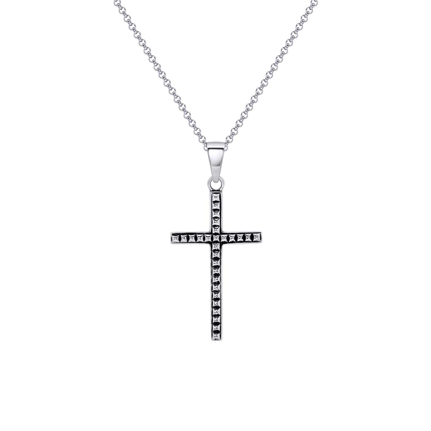 

Подвеска-подвеска Milgrain Cross из стерлингового серебра 925 пробы с серебряной цепочкой Rolo для мужчин и унисекс