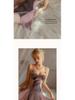 Velvet Lace Mesh Heart Pajama Set: Strappy Nightgown & Robe