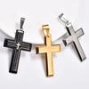 Stainless Steel Chunky Punk Printing Cross Pendant Necklace for Women Men Religious Prayer Faith Charms Chain Metal Jewelry Gift