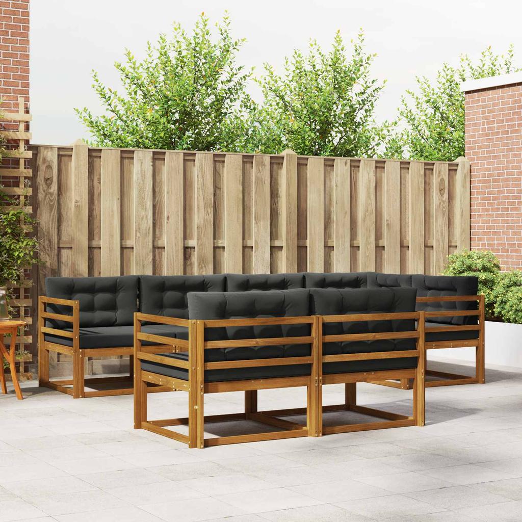 Outdoor Sofa Set with Cushions 7 pcs Natural and Anthracite