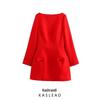 2024 Winter Women's European & American Style Bow-Decorated French A-line Dress