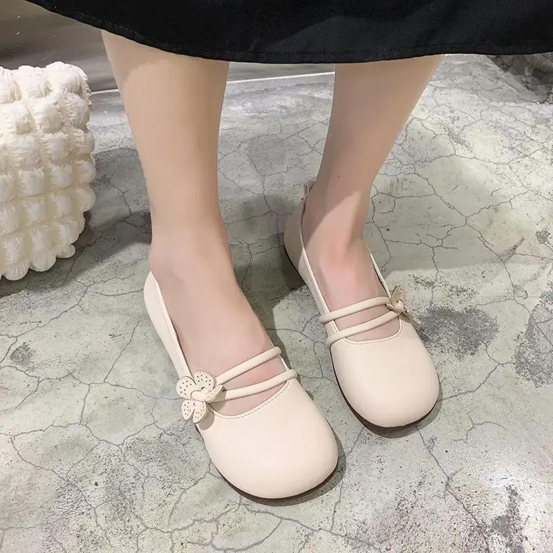 Fashion Ladies Footwear Leather Casual Office With Heel Beige Moccasins Young Popular Elegant and Fashionable 39 Shoe Women's Flat Shoes