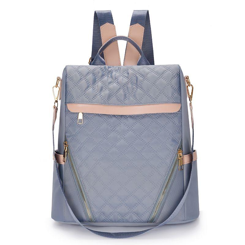 Nylon Water-Resistant Backpack Large Capacity Fashion Checkered Travel Bag