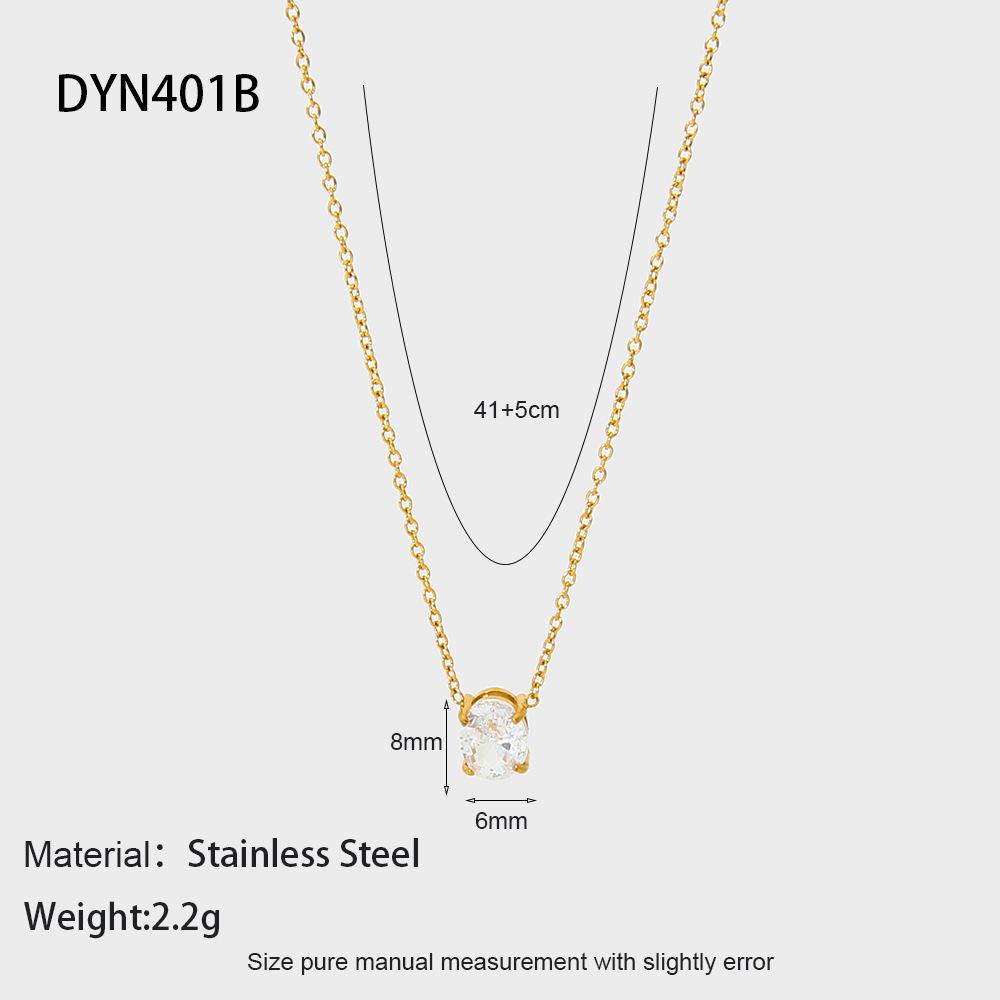 Ins Light Luxury Oval Water Drop Zircon Pendant Necklace Stainless Steel 18K Gold Design Exquisite Neck Jewelry Women