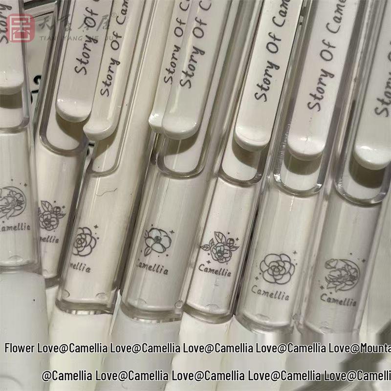 Minimalist Camellia Love Quick-Dry Gel Pen, 0.5mm Black for Students & Exams