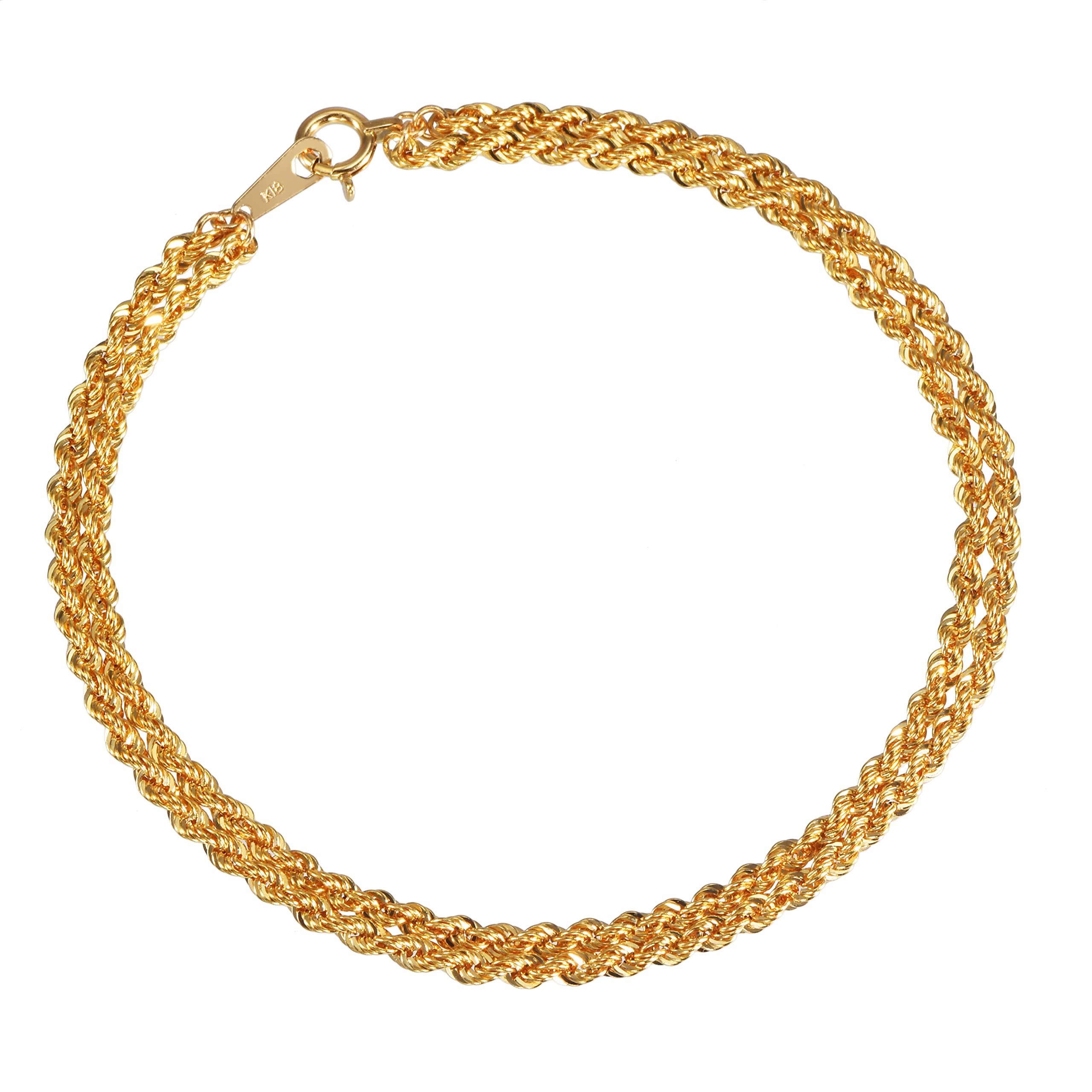 

K18 18K Gold Rope Double Anklet 2mm Width Selectable Length Engraved Gold Chain Size 26cm [SPERANZA] золотий
