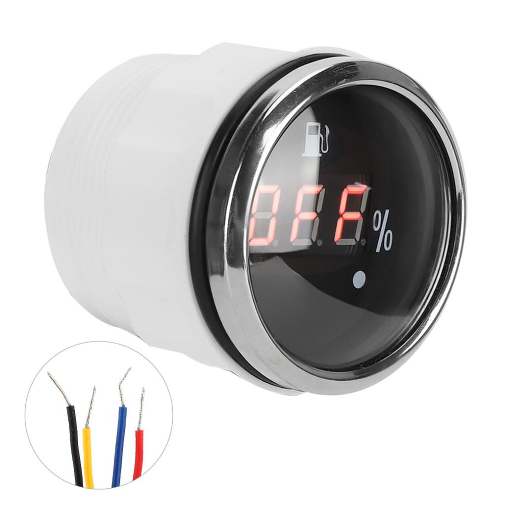2in Fuel Level Gauge LED Digital Display Smart Red Light Alarm for Marine Boat CarAmerican Standards Black
