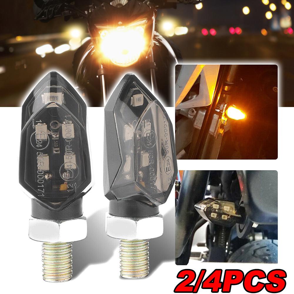 2/4PCS Mini Motorcycle Smoke Lens Turn Signal Light 5LED 12V Amber Blinker Indicator Lamp Motorcycle Universal Easy to Install