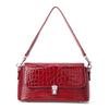 Aidrani  Crocodile Pattern Brown Shoulder Bag Retro Flap Handbag with Metal Lock