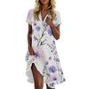 Women's Casual Fashion Stand Collar Floral Print Short Sleeve Dress