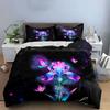 Floral Butterfly Art Set Decoration Soft Comfortable Duvet Cover Bedding Set Included 1*Duvet Cover & 2*Pillowcases, Gift