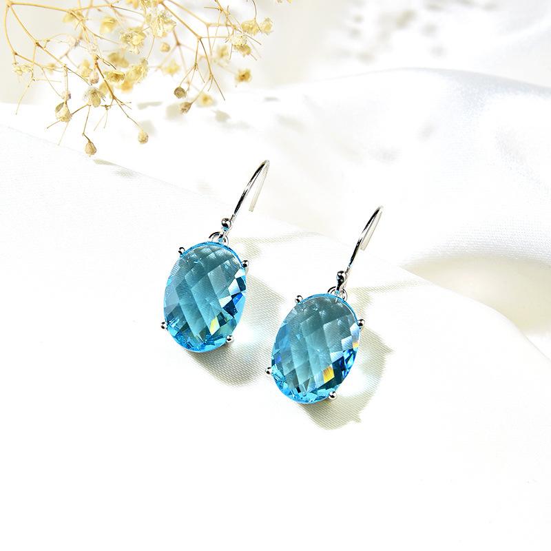 Ensemble de bijoux en argent S925 incrusté de pierres précieuses, tempérament Simple pour dames, boucles d'oreilles en cristal de couleur, bague, collier, bijoux