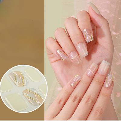 Halbgehärtete Gel-Nagelaufkleber, Gel-Nagelaufkleber, 3D-Heißprägung, Nagellack, Kleber, Nagelaufkleber