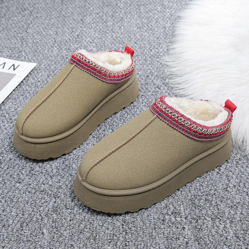 

Snow boots 20254 women s velvet fur warm thick-soled slippers muffin bottom heel-free cotton shoes women s cotton boots 42 хакі