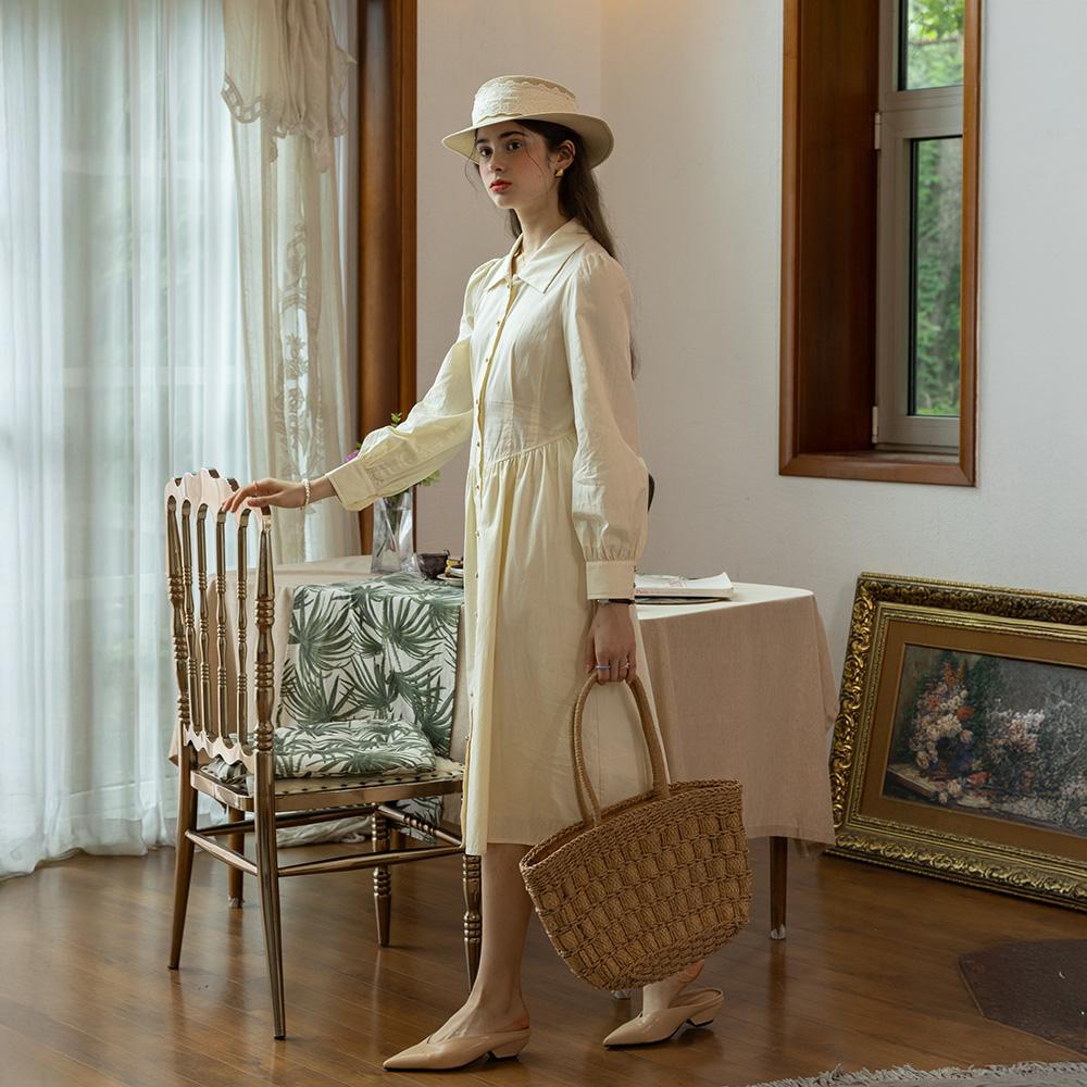 Peulaudeumali Pm_Commuter Long Sleeve Dress_Ivory