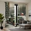 2pcs HD Pine forest truck snow view decorative curtain Green tie digital printed curtain Home Decoration style Decoration liv