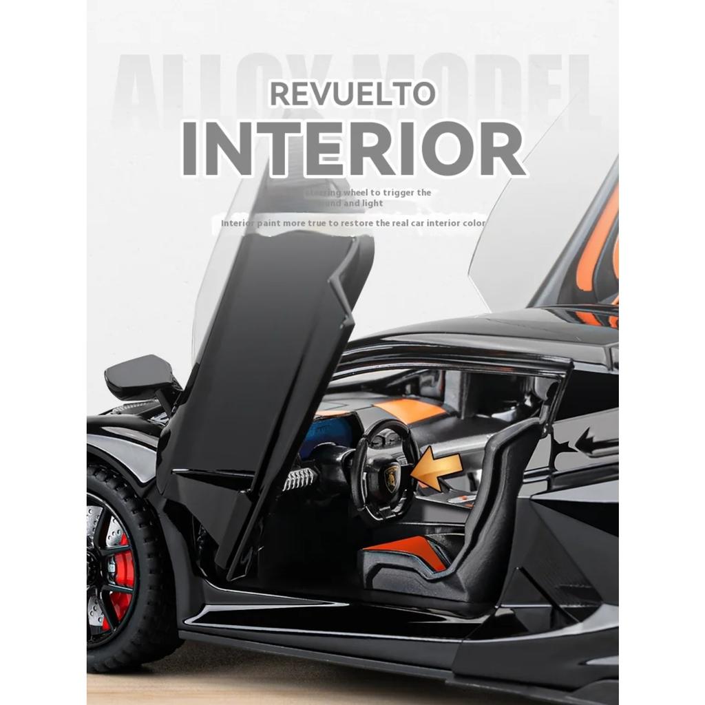 1/24 Lamborghini Revuelto Supercar Alloy Metal Diecast Car Model Sound & Light Collection Hobbies Decorative Trendy Ornament Boy