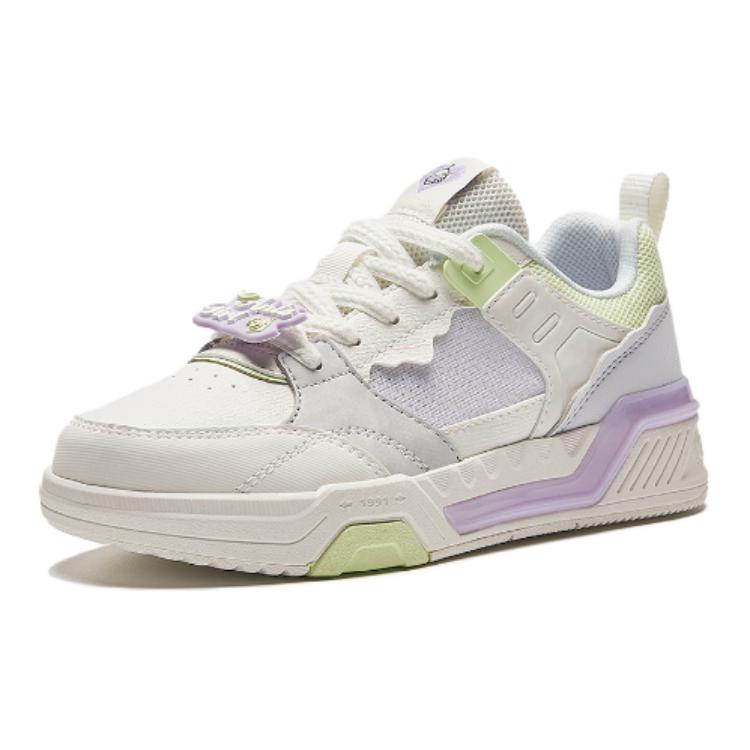 Anta Kids Comfortable Non-Slip Low-Top Skate Shoes Kids Sneakers White Gray Green 322428006-1