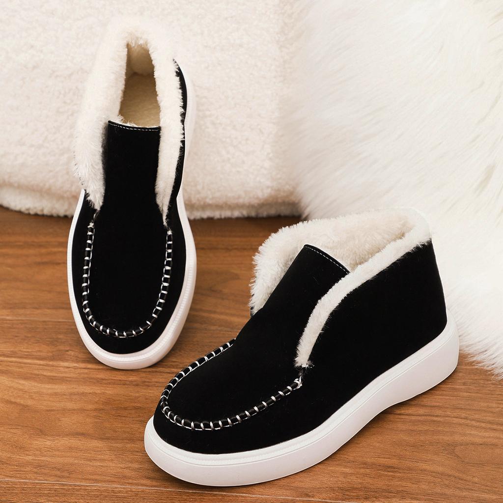 Fashion Women Outdoor Flats Snow Boots 2024 New Winter Warm Trend Fashion Thickened Fluff Ankle Boots Casual Comfortable Slip on Shoes